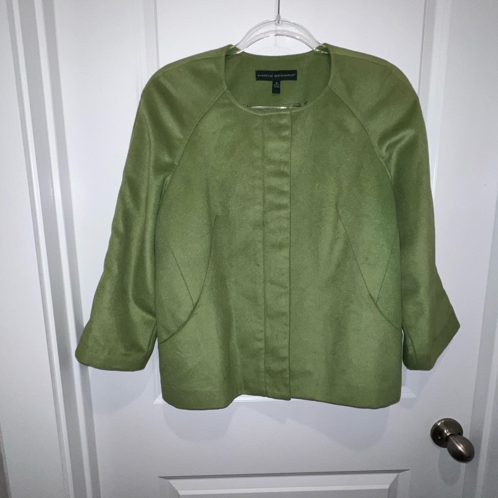 Harve Bernard Olive Three Quarter Sleeve Blazer